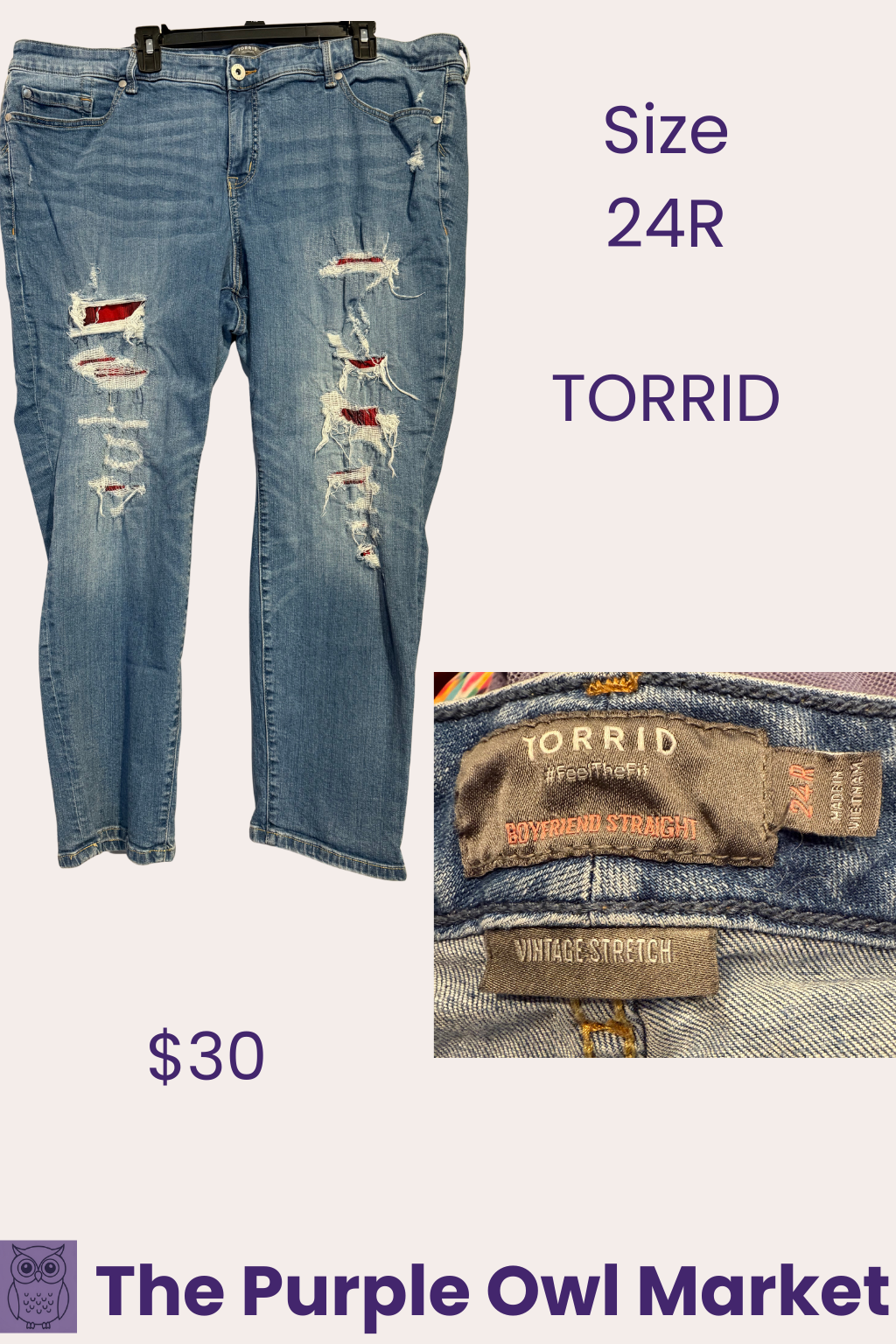 Torrid Jeans with Red Plaid Patches