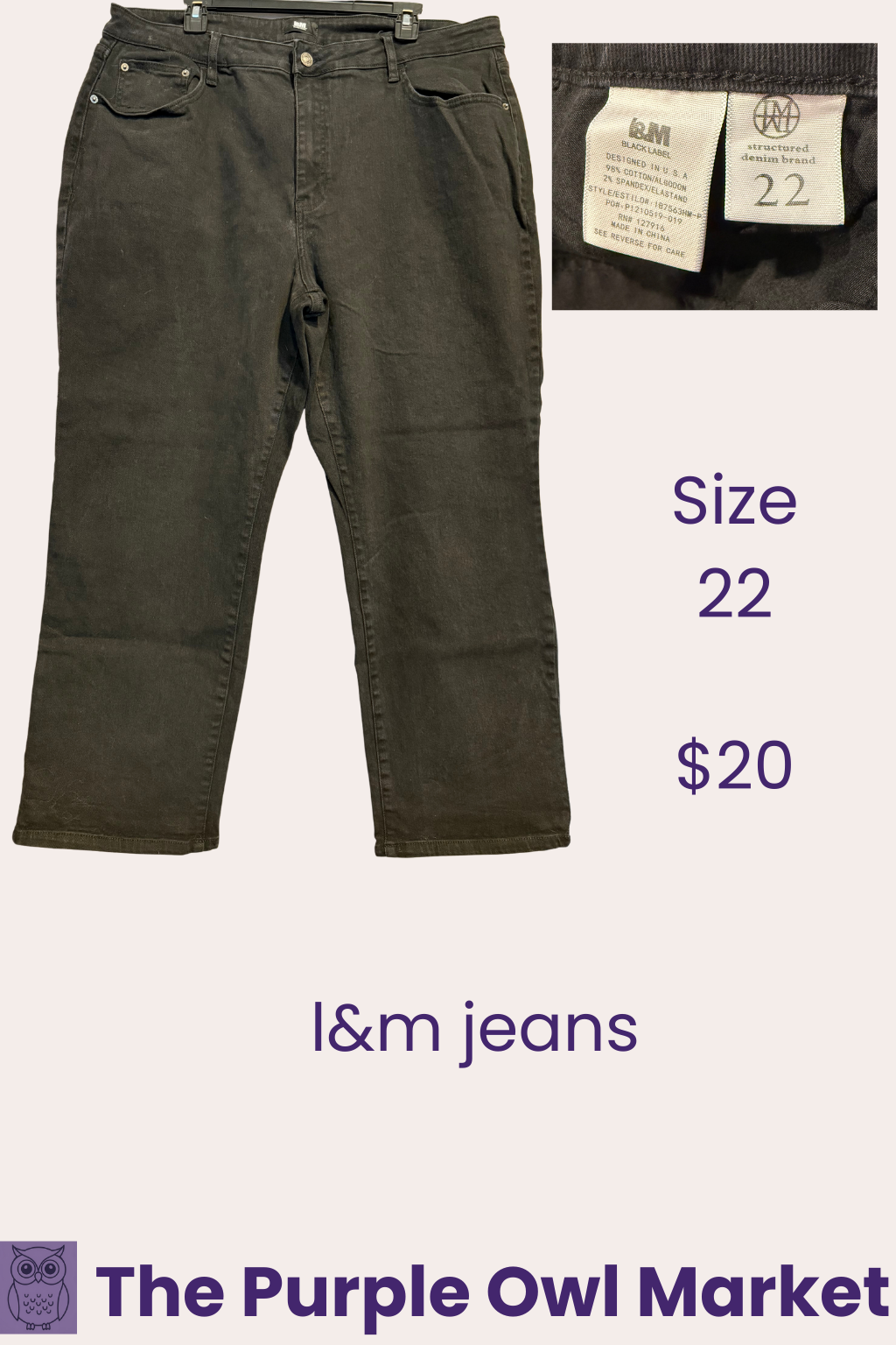 l&M Black Straight Leg Jeans